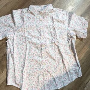 Cabin Creek Floral Button Down Shirt - Pink and White